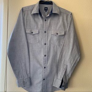 GAP Blue Gray Front Pocket Collared Button Down
